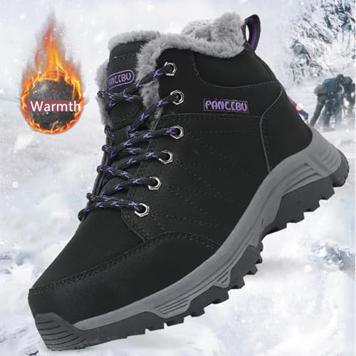 UIKGITP Womens Winter Sport Waterproof Boots Snow Boots Fur Lined Warm Ankle Boots Slip On Stylish Fuzzy Hiking Women Booties3