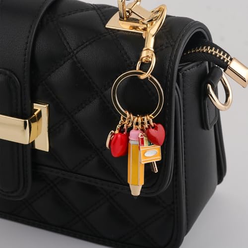 Image of Fruit Bag Charm Keychain - Gold Key Chain, Cute Purse Handbags Accessories - Beautiful Gift for Women