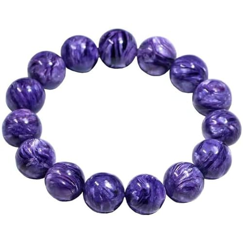 [Kwueiit] 本物の紫色の天然チャロアイト宝石用原石クリスタル ラウンド ビーズ ファッション女性レディ ブレスレット 9 ミリメートル-14 ミリメートル (6mm)