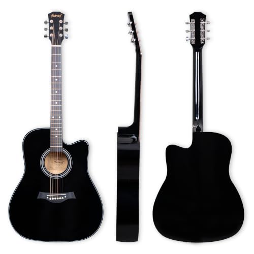 Image of JUAREZ JRZ41CLN-BK-KIT 41 inch Cutaway Acoustic Guitar Kit Black | Linden Body | Catalpa Neck | ABS Fingerboard & Bridge | Gloss Finish | Bag, Strap, Strings & Picks | Beginner