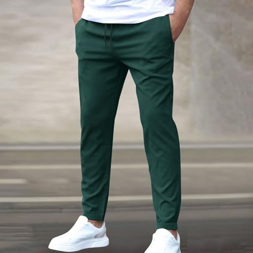 Mens Casual Pants Slim Fit Stretch Ankle Lounge Pants Lightweight Tapered Drawstring Golf Yoga Pants with Pockets2