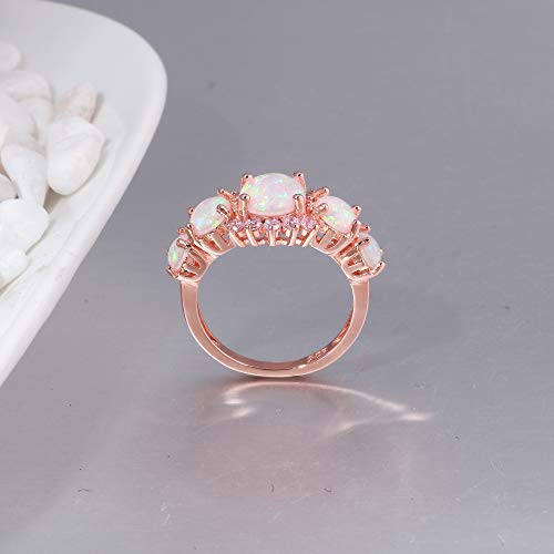 CiNily Silver Plated Green/Pink/White Fire Opal Ring Emerald Gemstone Ring Size 5-12