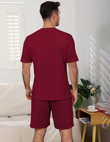 Image of JiniGolla Mens Pajamas Set Soft Short Sleeve Top and Pant Loungewear Sets 2 Piece Pjs with Pockets