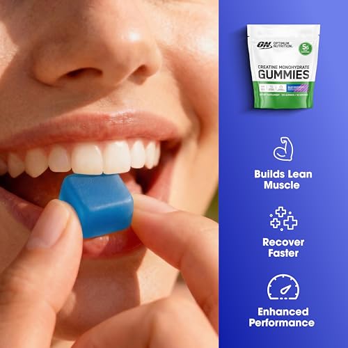 Image of Optimum Nutrition Creatine Monohydrate Gummies, Blue Raspberry Flavor, 105 Count, 35 Servings, 5g Creatine per Serving (Packaging May Vary)