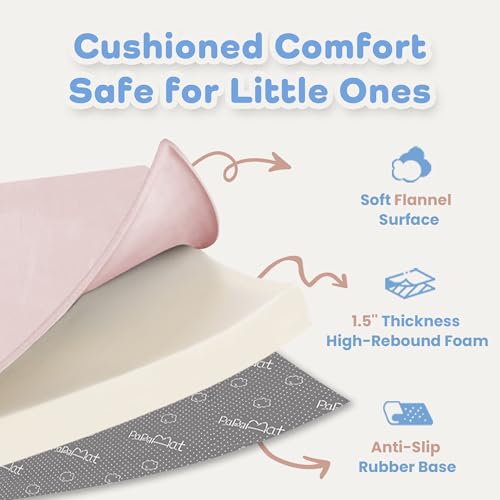 Image of 1.5 inch Thick Padded Baby Play Mat for Floor Tummy Time, Pro Soft Foam Activity Playroom Playmats, Easy Care with Non-Slip Safe for Infant Toddlers Crawling 79 inchx 79 inch (Pink)