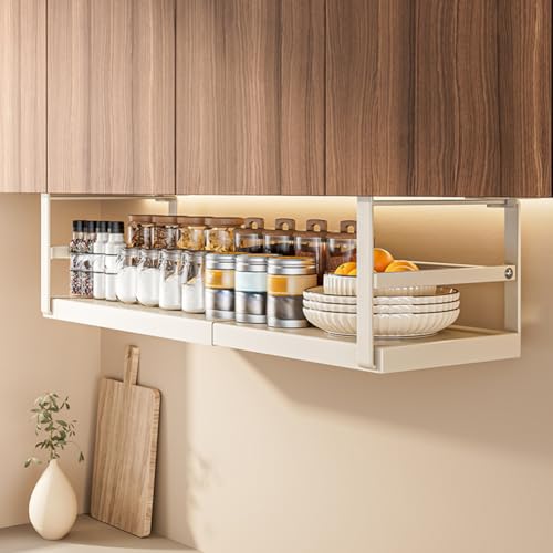 Cesta colgante, cesta de almacenamiento extensible debajo del estante, estante de metal ajustable para debajo del armario, cesta colgante para cocina, oficina, despensa