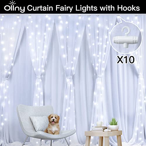 Ollny Fairy Lights Curtain Cool White 300 Led 9.8Ftx9.8Ft, Usb Ip44 Waterproof Flexible Led Curtain Lights With Hooks For Room Decor Wedding Party Backdrop Holidays House Indoor Outdoor Decorations #TOP2