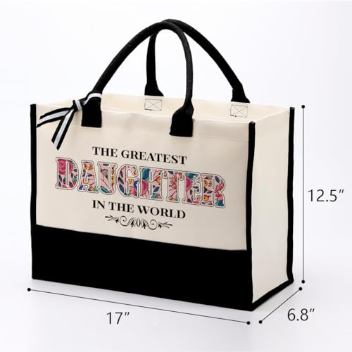 Daughter Gift - Canvas Tote Bag for Gifting, Cotton Shoulder Beach Bag, Novelty Present for The Greatest Daughter in the World2