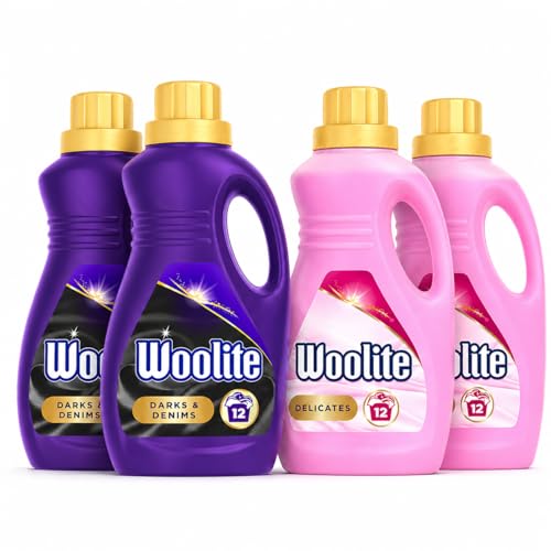 Image of Woolite Laundry Detergent Liquid | Hand & Machine Wash, 48 Washes | Pack of 4x 750ml (2x for Delicates & 2x for Dark Fabrics & Denim)