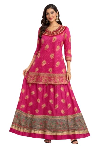 Women's Red Cotton Top and Skirt Set-picture-52