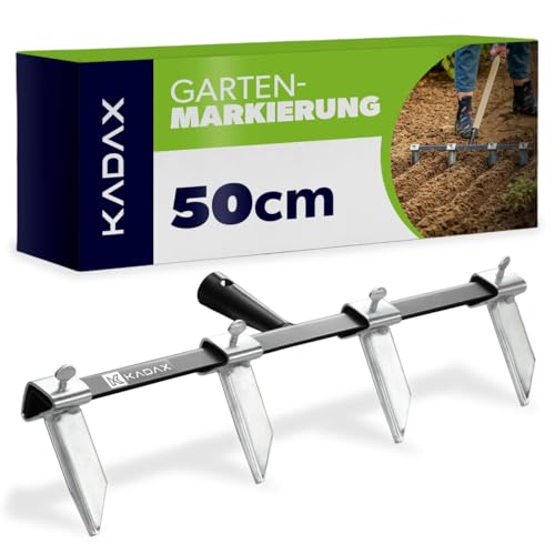 KADAX Rillenzieher mit Stahlklingen, Reihenzieher, Furchenzieher, Markierungs-rechen für Gemüsebeete, Saatgut, Gartengeräte für gerade Pflanzreihen (Breite 50cm)