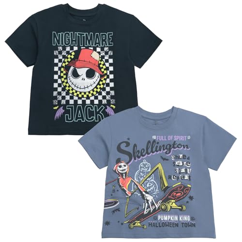 Image of Disney Mickey Mouse Children's T-Shirt (Pack of 2), Nightmare Before Christmas Grey/Black, 14-16
