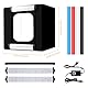 Photobox Fotostudio, 40x40x40 cm Tragbares faltbares Fotolichtbox Lichtzelt mit 2 LED Beleuchtung 48W Hoher CRI95 +,4 Hintergründe 1 Farbfilter Lichtwürfel für die Produktfotografie Fotostudio Set