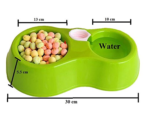 Image of Sage Square 2 in 1 Anti Slip Food Bowl with Water Bowl for Dog / Cat / Puppy / Kitten and Other Pets (Green)