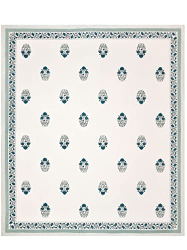 Image of LIVING ROOTS Jaipuri Hand Block Print Queen Cotton Bedsheet 86 * 96 Inches (7.1 * 8 Feet) with 2 Pillow Cover | 140 TC | Rich Fast Colour with No Colour Bleeding (202-A)
