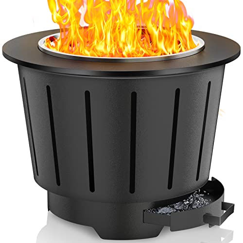 [2023 Upgrade] Smokeless Fire Pit For Outside, Stainless Steel Firepit With Removable Ash Pan, Patio Wood Burning Fire Pit With Fabric Cover, Poker, Portable Outdoor Fire Pits For Camping Backyard #TOP22