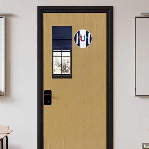 RYB HOME Classroom Door Window Curtain, Blackout Door Curtain with Adhesive Tape, Magnetic Blind Room Darkening & Privacy Assured, W8 x L36, Navy Blue, 1 Panel