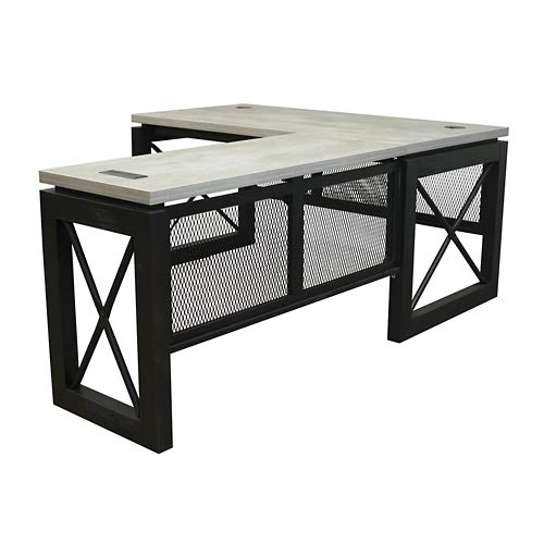 Buy Urban Reversible LShaped Desk 60"W Concrete Laminate Top/Black