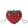 MEIBAOGE Aardbei Coin Purse Crossbody Chain Bag Leuke Handtas Schoudertassen Portemonnee,Schouderhandtas-Rood