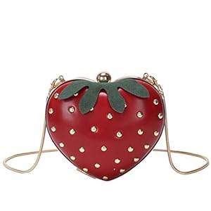 MEIBAOGE Aardbei Coin Purse Crossbody Chain Bag Leuke Handtas Schoudertassen Portemonnee,Schouderhandtas-Rood