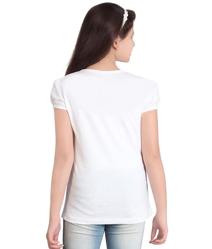 Image of Plain Casual Black Cotton Round Neck Half Sleeve Girls T-Shirt
