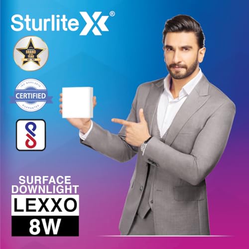 Image of Sturlite Lexxo 8W Square LED Surface Light| 6500k Cool White Color Temperature| 800 Lumens with CRI Tech for Accurate Color Representation - (Pack of 6)