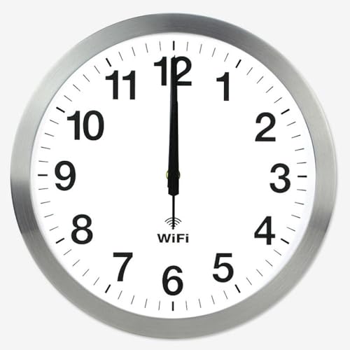 XVVXデジタル時計、スマート Wifi、自動時間、同期ネットワーク時計、サイレント壁時計、モダンなミニマリスト ライフ、 (シルバー,12インチ)