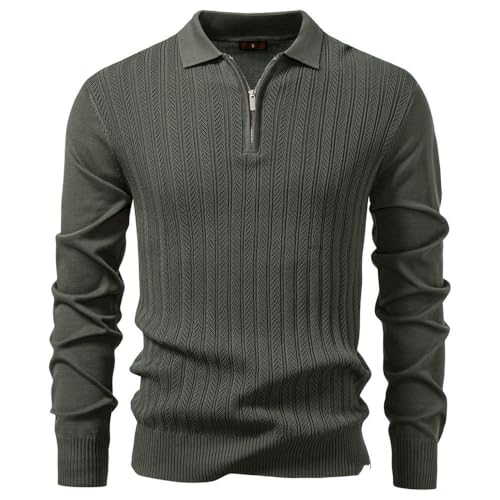 Suéter de punto elegante manga larga hombre invierno sofisticado con cierre 5