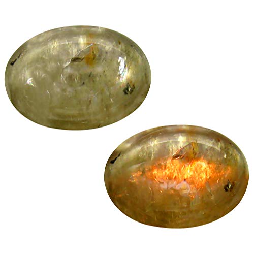 Diaspore œil de chat turc vert olive, cabochon ovale de qualité gemme