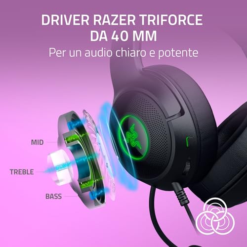 Kraken Kitty V2 - Auriculares RGB por cable con orejas de gatito (Iluminación reactiva al streaming, Micrófono cardioide HyperClear, Diafragmas de 40mm TriForce, Sonido envolvente) Negro - Cuffia gaming - Immagine 5