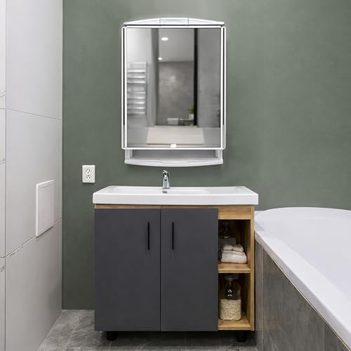 Image of JD FRESH Unbreakable Bathroom Cabinet with Mirror /Wall Mount Mirror Cabinet for Wash Basin /Bathroom Organizer Cabinet /Multipurpose Wall Storage Organizer /Decorative Prime Look (White)