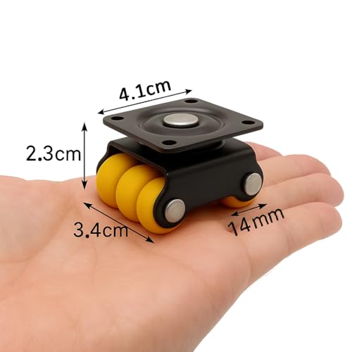 Image of SMALL Size 23mm MINI 4pcs Revolving Caster Wheel 100KG Load Capacity | Roller Sixer Castor Wheels | 360 Degrees Rotating for Trolley, Furniture, Table, Sofa, Bed, Office- Pack of 4pcs
