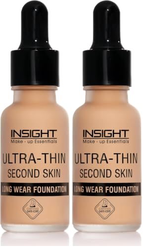 Image of INSIGHT Ultra-Thin Second Skin Foundation 20ml | Long Wear Liquid Matte, Waterproof, Full Coverage, Oil-Free, SPF 15, Lightweight Base - Golden Honey (Pack of 2)