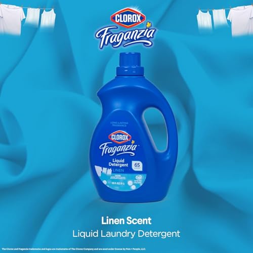 Image of Clorox Fraganzia Liquid Laundry Detergent, Linen Scent, 100 Fl Oz, 3-Pack | HE compatible, works in front and top load machines, long-lasting fragrance, 65 loads per bottle