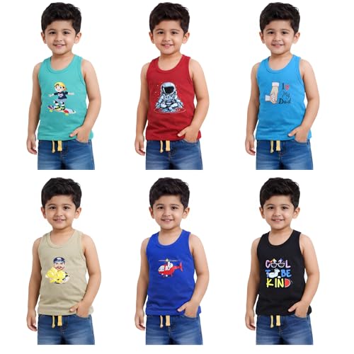 Image of TIXY Boys Cotton Sleeveless Vest Combo