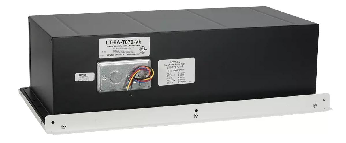 Lowell LT-8A-T870-VB 8-Inch Coaxial Lay-in Tile Ceiling Speaker with 70V Transformer, 0.8 Cubic Feet 1x2 Grille, Enclosure; 50W Coaxial Driver with 20 Oz LF Ceramic Magnet