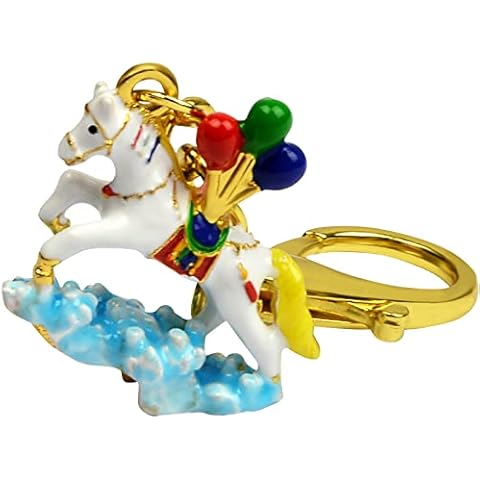 Juanxian Joyous Windhorse Keychain Horses White Horse with Balloons keychian for Luck Cover