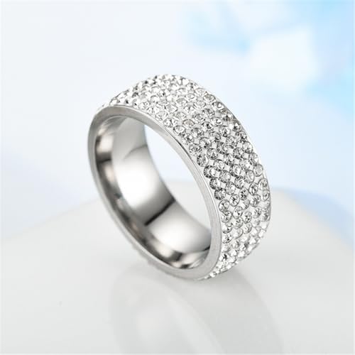 PAMTIER Women Stainless Steel 8mm Ring Cubic Zirconia Wide Eternity Statement Rings CZ Stackable Wedding Band2