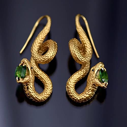 Crystal Snake Stud Earrings,Golden Fashion Earrings For Women Cubic Zirconia Snake Earrings Trendy Jewelry Gifts one of a kind earrings with tsavorites and matte yellow gold serpents's skin texture3