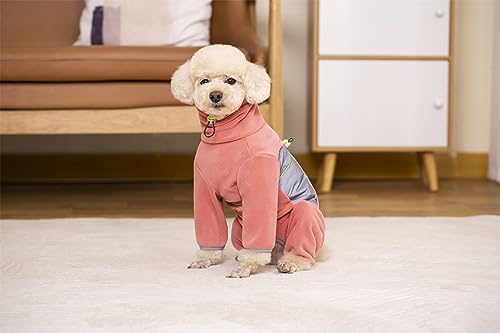 BT Bär Fleece Mantel für Hunde,4-Bein Ganzkörperjacke mit D Ring reflektierend,Verstellbarer Jumpsuit Reißverschluss Haustier Warme Wintermäntel für kleine Hunde Mittlere Hunde(XL,Rosa)