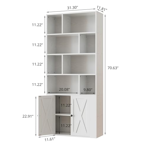 IRONCK Bookcase with Doors, Tall Bookshelf with Storage, Bookshelves and Bookcases with 8 Open Cubes for Living Room, Bedroom, Office - Image 4