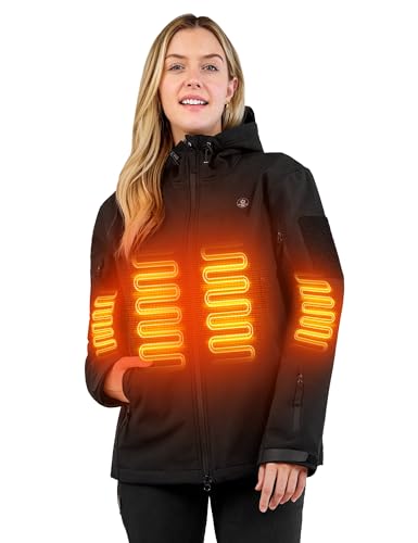 Photo 1 of Heated Jacket for Men and Women, Winter Coat with 12V 16000mAh Battery Pack, Soft Shell Heating Hood Jacket Small Black Women