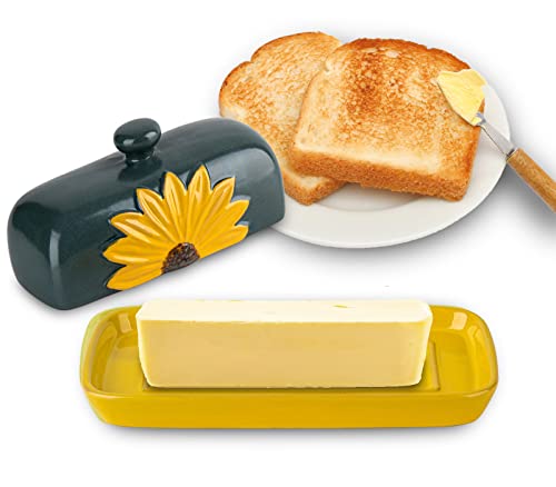 Save 50% on Ceramic Sunflower Butter Dish with Lid