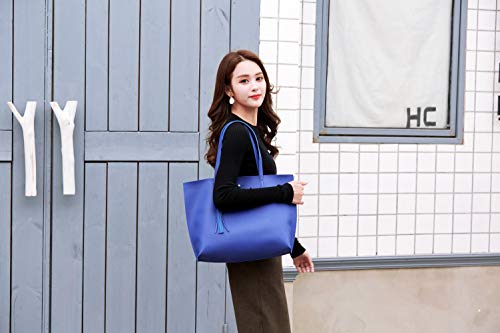 Image of Dreubea Women's Soft Faux Leather Tote Shoulder Bag from, Big Capacity Tassel Handbag
