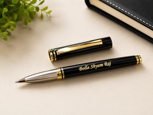 Image of Customized Metal Ballpoint Pen with Free Name Engraving | Premium Personalized Pen for Office, Gifting & Professionals (Gold,Black)