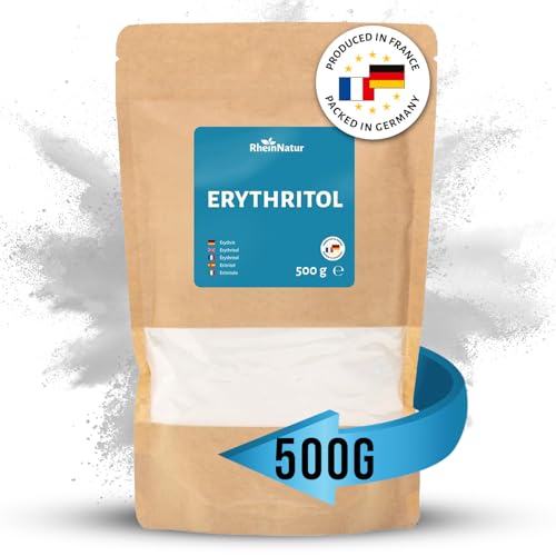 RheinNatur Erythrit 500 g - Zuckerersatz ohne Kalorien mit 70% der Süßkraft von Zucker - Vegan, glutenfrei