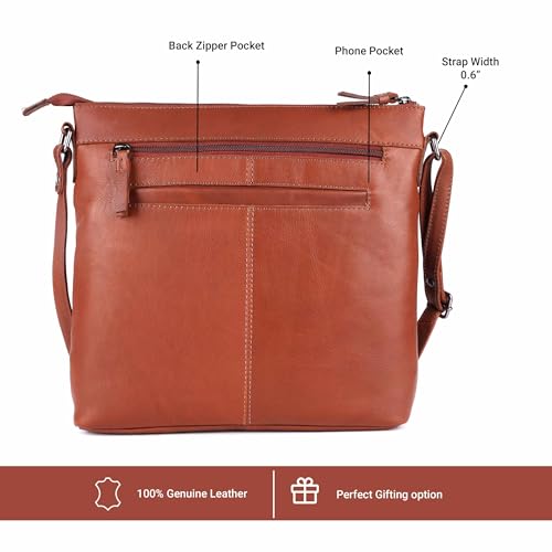 Image of LEDERBUCK Olga Women's Extra-Large Genuine Leather Crossbody Purse - Soft Triple-Zip Shoulder Bag