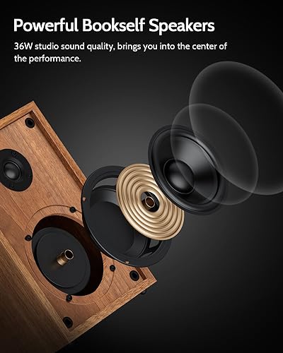 1Byone 471NA-0010-FBA 1 By One Bluetooth Turntable Hifi System With 36 Watt Bookshelf Speakers thumb #3