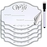 WiFi Password Sign,RAMIEYOO 5Pack WiFi Designer Sign Decals,Self-Adhesive Whiteboard Style with Black Erasable Pen for Home Business,Guest Room,Stores,Cafes,Shops Tabletop Décor