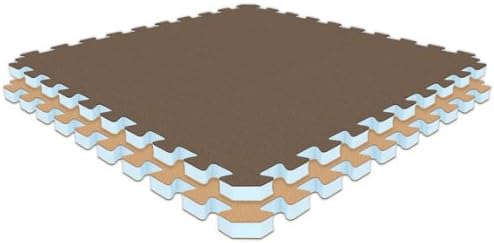 1" Jumbo Reversible SoftFloors Interlocking Comfortable EVA Foam Rubber (Brown/Tan, 10' x 10' x 1")
